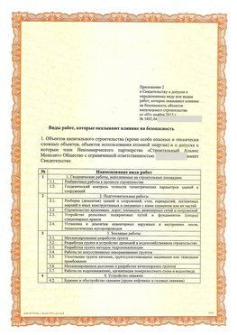 Приложение к свидетельству о допуске к определенному виду или видам работ Ульяновск СРО в строительстве
