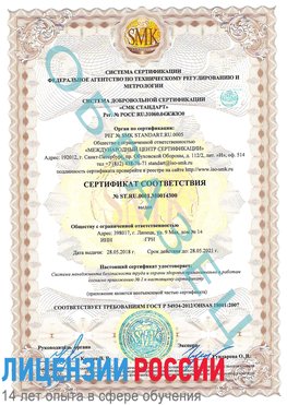 Образец сертификата соответствия Ульяновск Сертификат OHSAS 18001