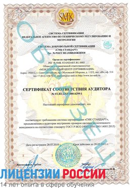 Образец сертификата соответствия аудитора №ST.RU.EXP.00014299-1 Ульяновск Сертификат ISO 14001